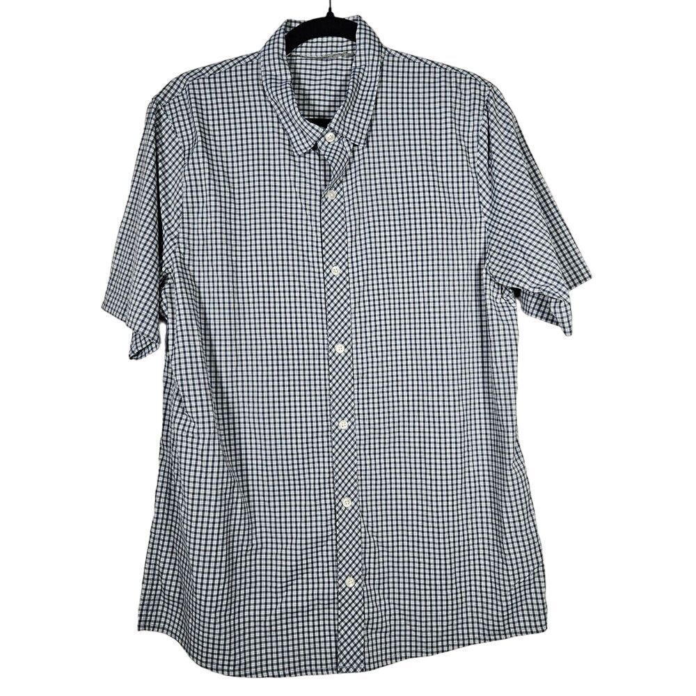 Travis Mathew Shirt Mens Size L Blue Plaid Button Down Short Sleeve Stretch Golf